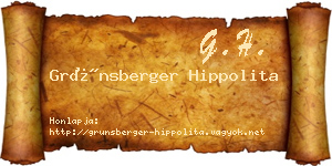 Grünsberger Hippolita névjegykártya